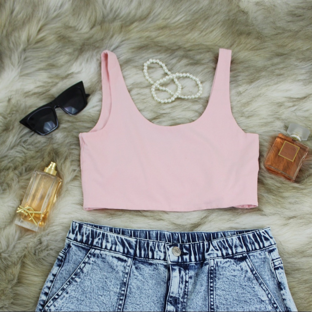 Pink Cropped Tank Top